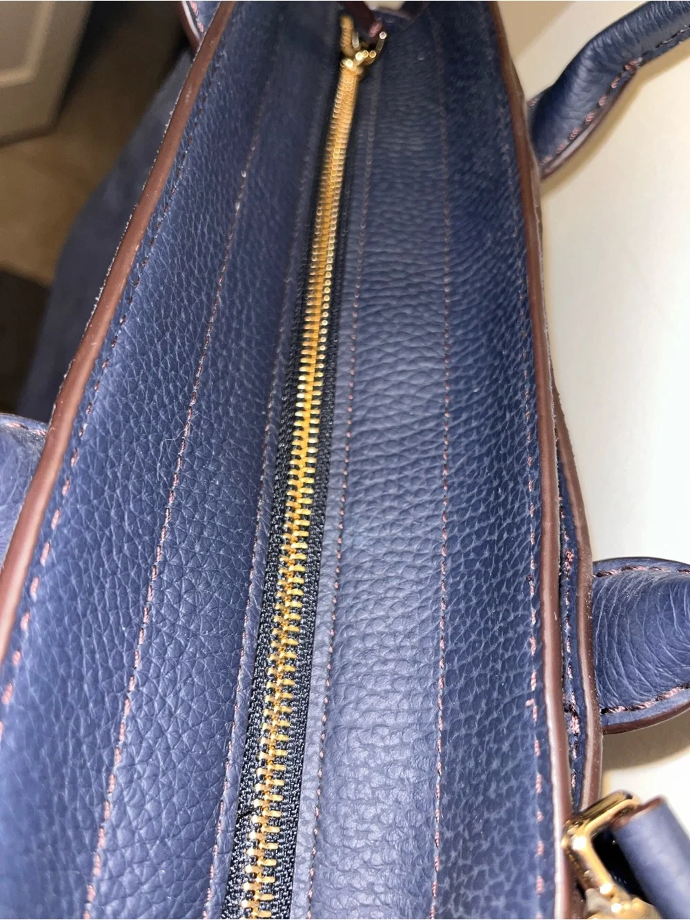 kate spade navy suede satchel with top handles
